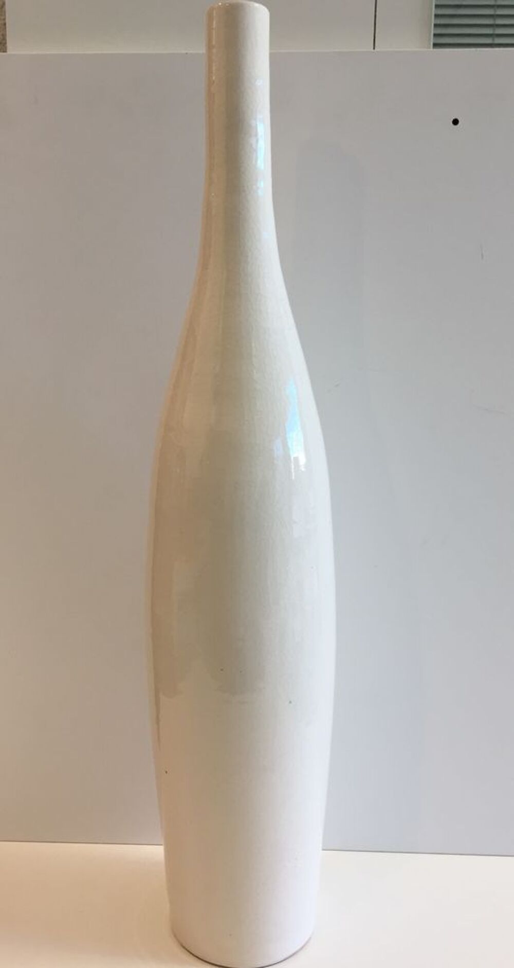 Grand Vase Fillette Long Col Droit Cylindrique C&eacute;ramique &Eacute;ma Dcoration