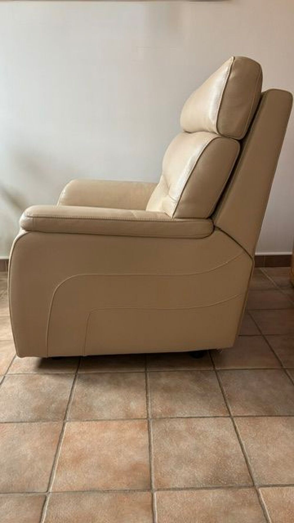 Fauteuil Fixe tout cuir avec design lat&eacute;ral Meubles
