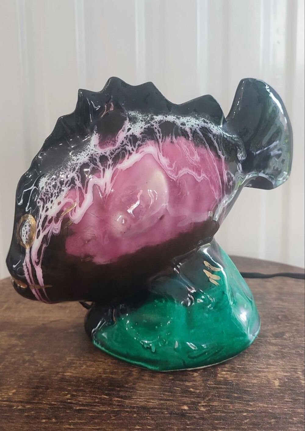 Lampe poisson c&eacute;ramique Vallauris 