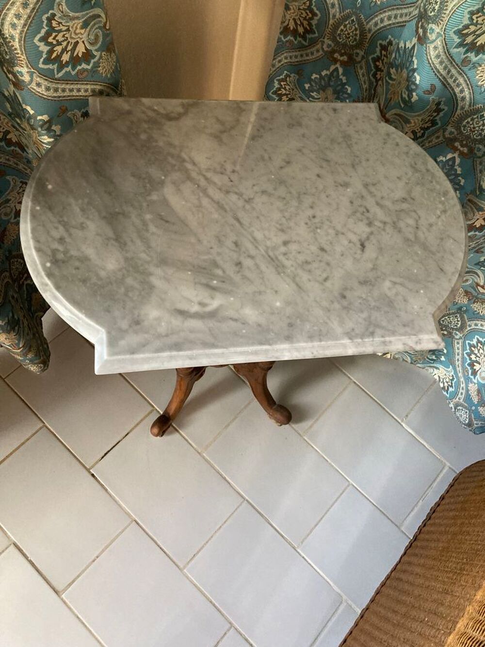 Console bois + plateau marbre Meubles