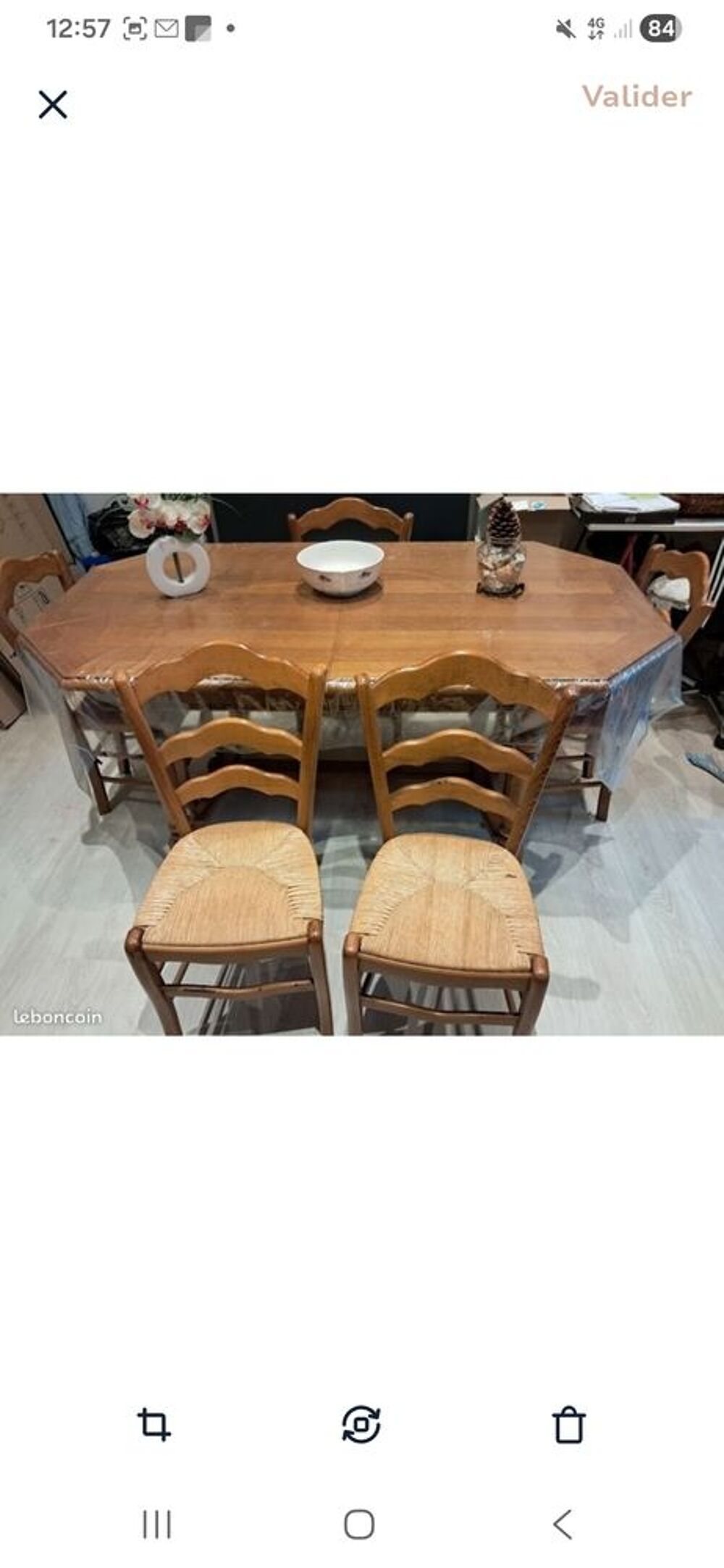 Ensemble en ch&ecirc;ne table salon + 5 chaises Meubles