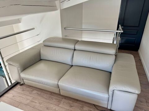 canap� en cuir gris clair 800 Pessac (33)