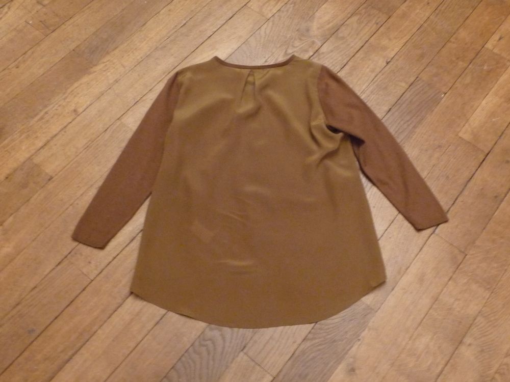 Top/ Pull Coton et Soie &agrave; Marron Manches Longues-Monoprix Vêtements