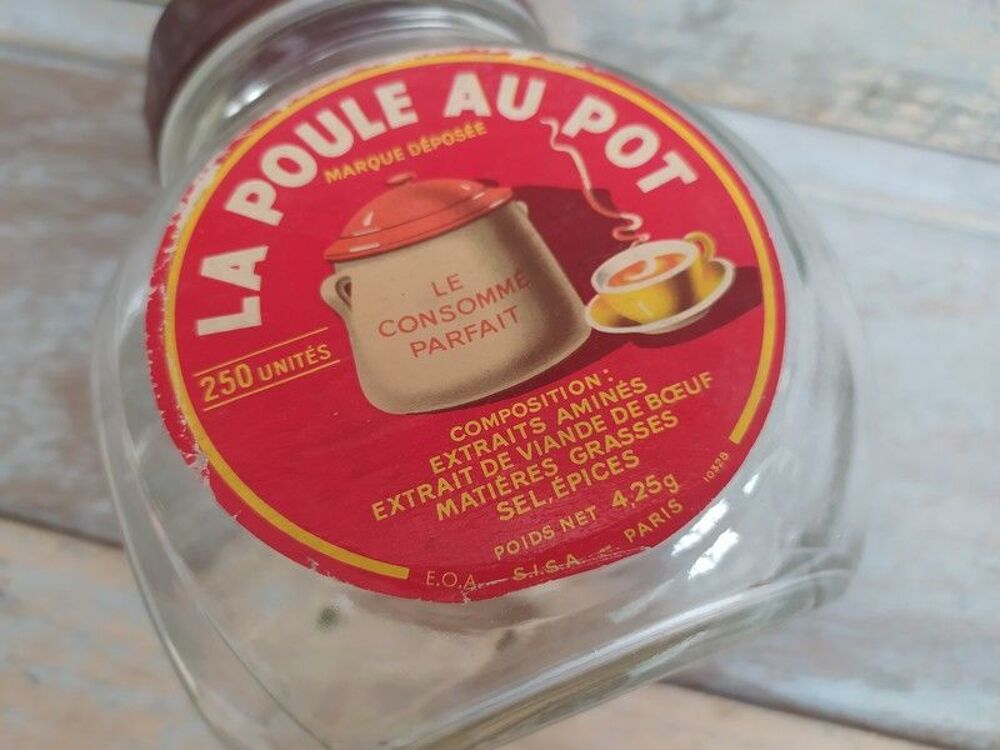 Ancien Bocal Publicitaire La Poule au Pot Bak&eacute;lite Ann&eacute;es 50 