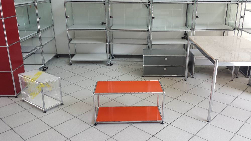 table basse usm haller orange &agrave; 2 plateaux Meubles