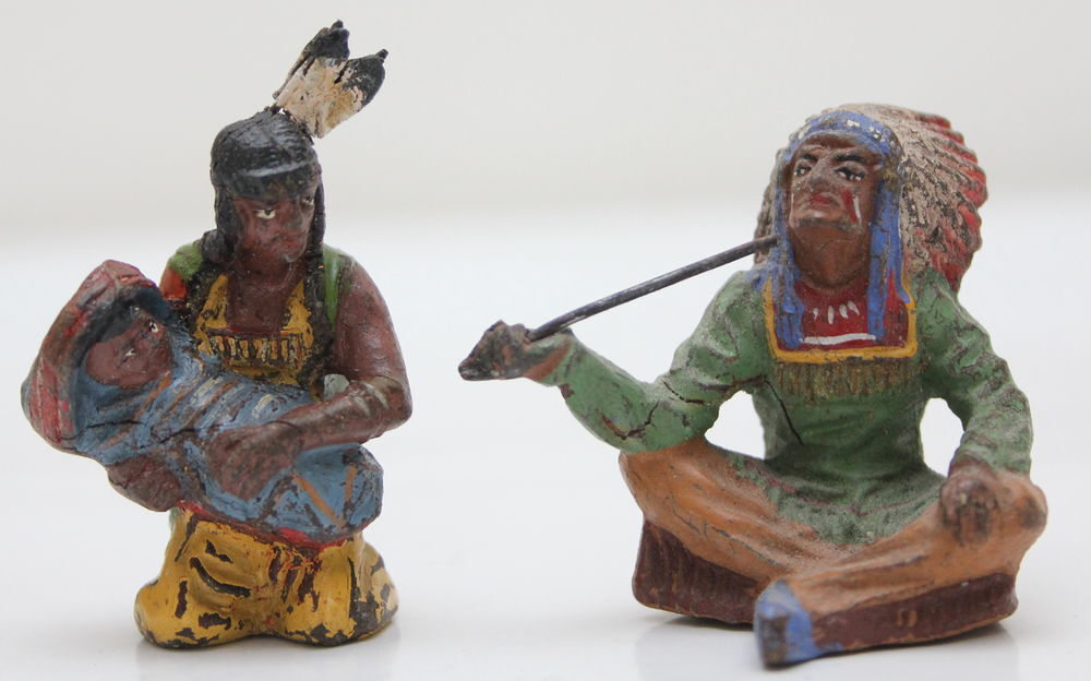 figurines anciennes indien composition, ELASTOLIN LINEOL Jeux / jouets