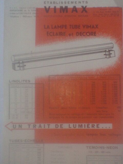 Ets VIMAX Paris Vim fluor La lampe tube Vimax éclair & décor 0 Nérac (47)