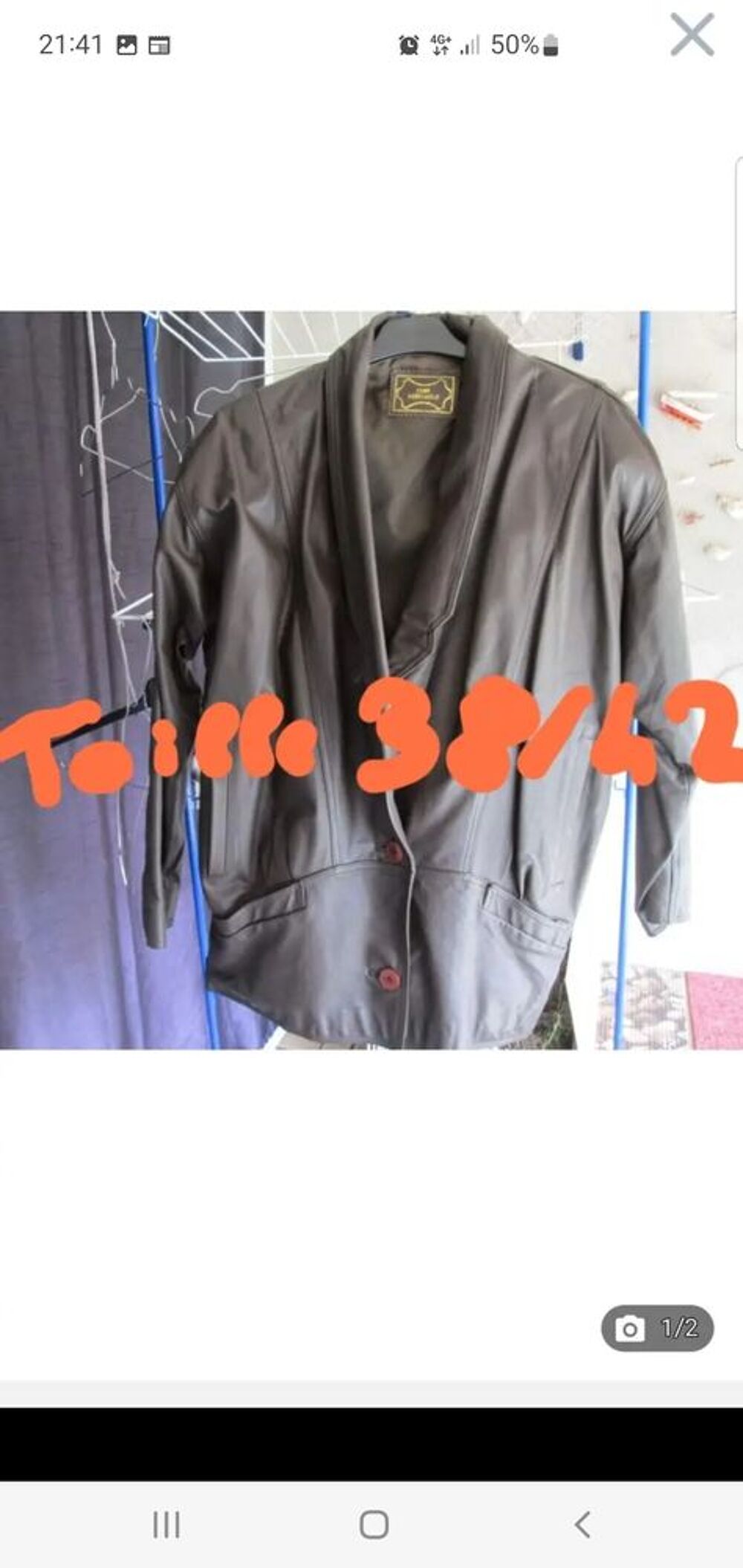 veste cuir marron fonc&eacute; taille 40 tr&egrave;s bon &eacute;tat Vêtements
