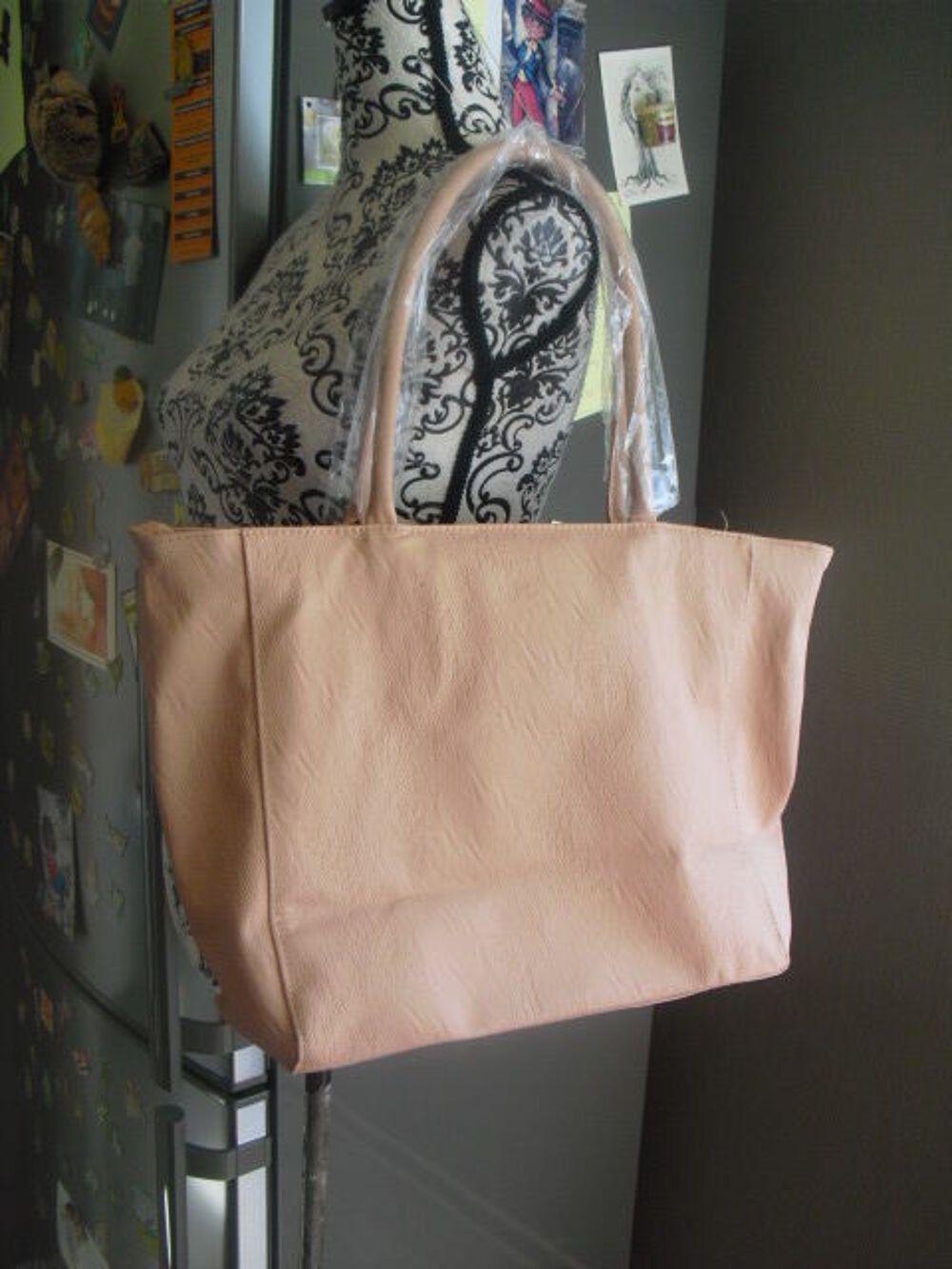 MAXI sac a main chic NEUF couleur poudr&eacute; Maroquinerie