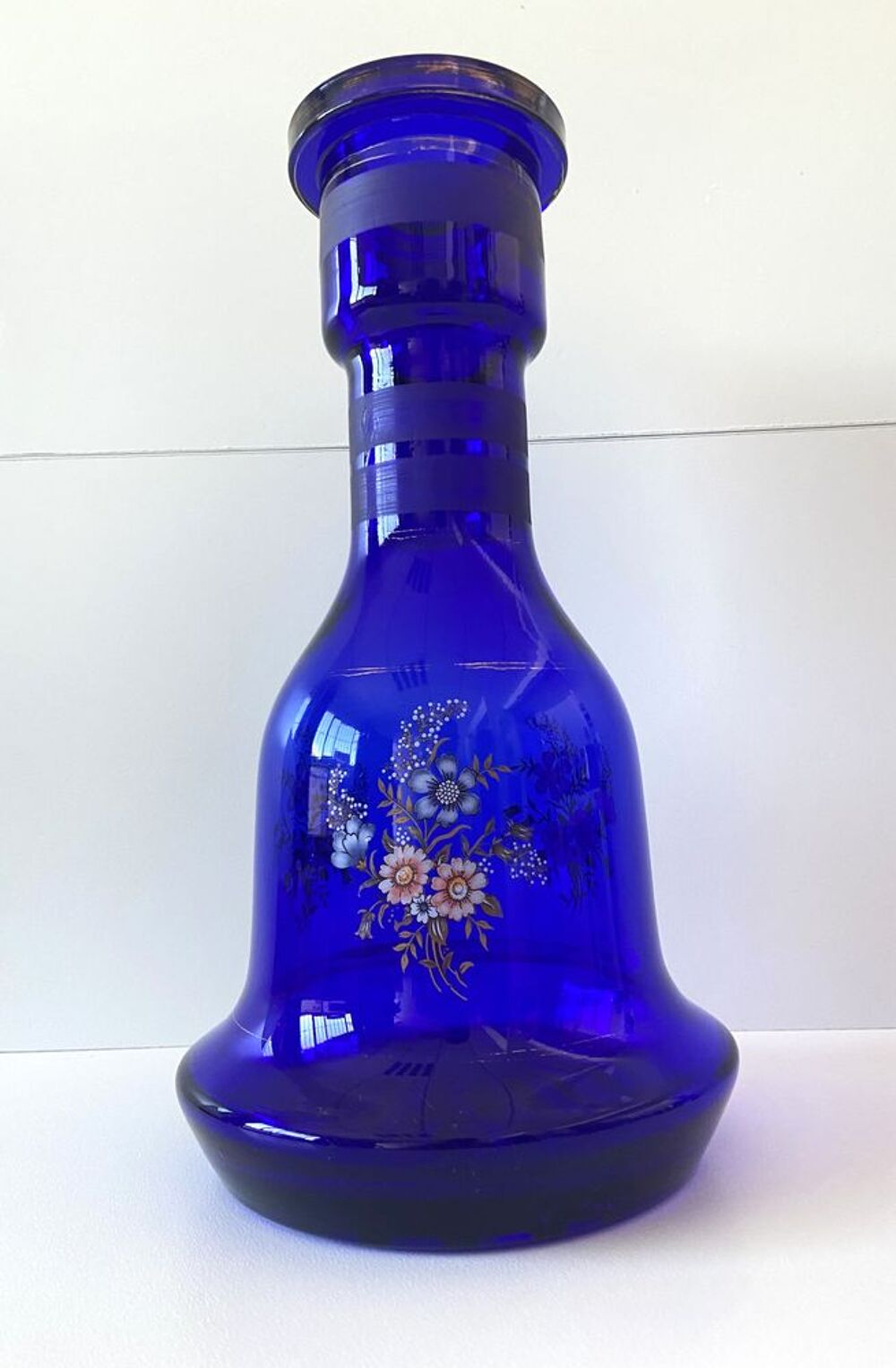 Atypique Gros Vase Photophore Verre &Eacute;pais Bleu Cobalt D&eacute;co 