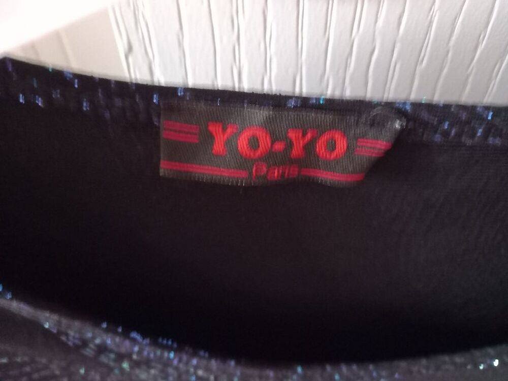 Haut manches longues noir et bleu brillant Yoyo Paris T 42 Vêtements