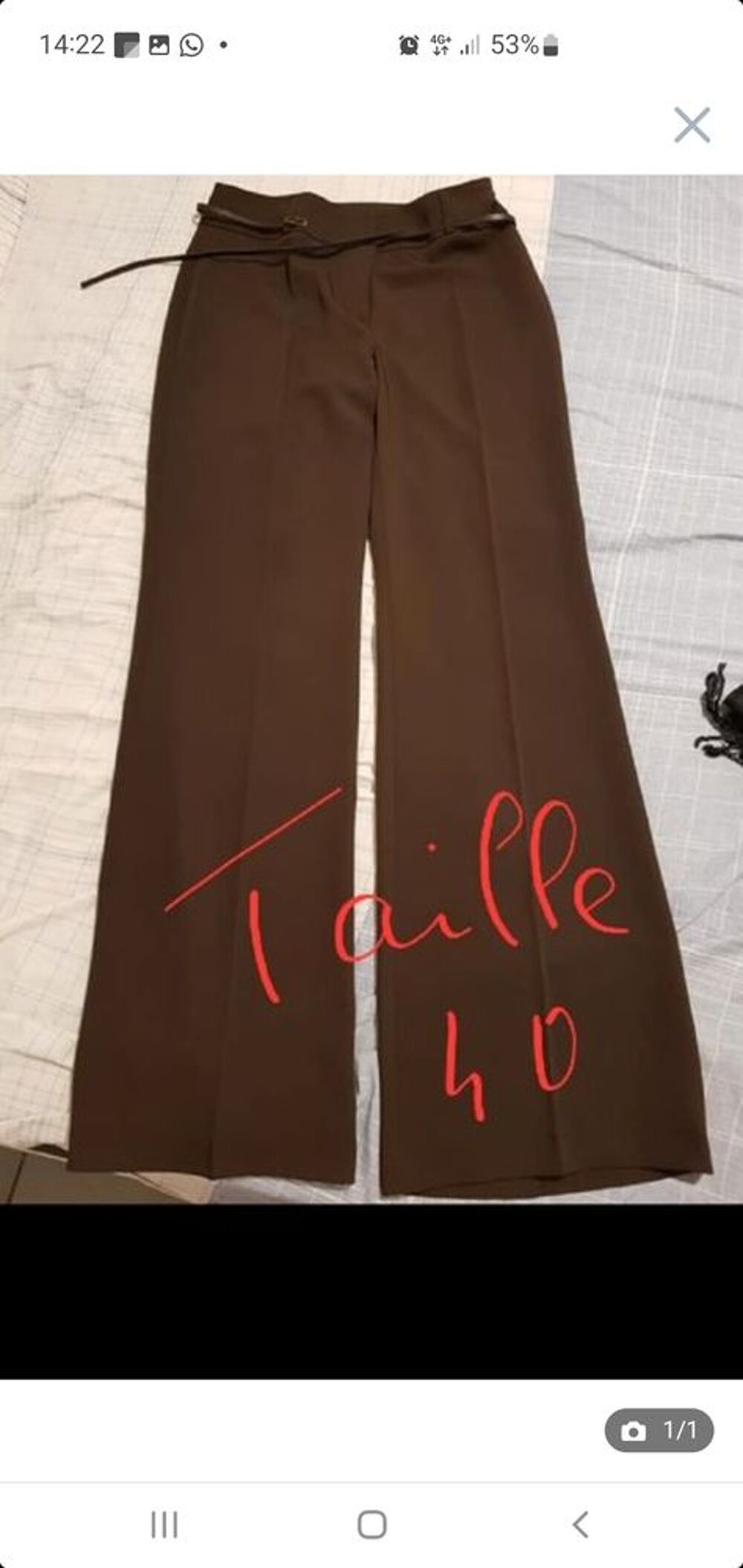 pantalon marron ceinture taille 40 Vêtements