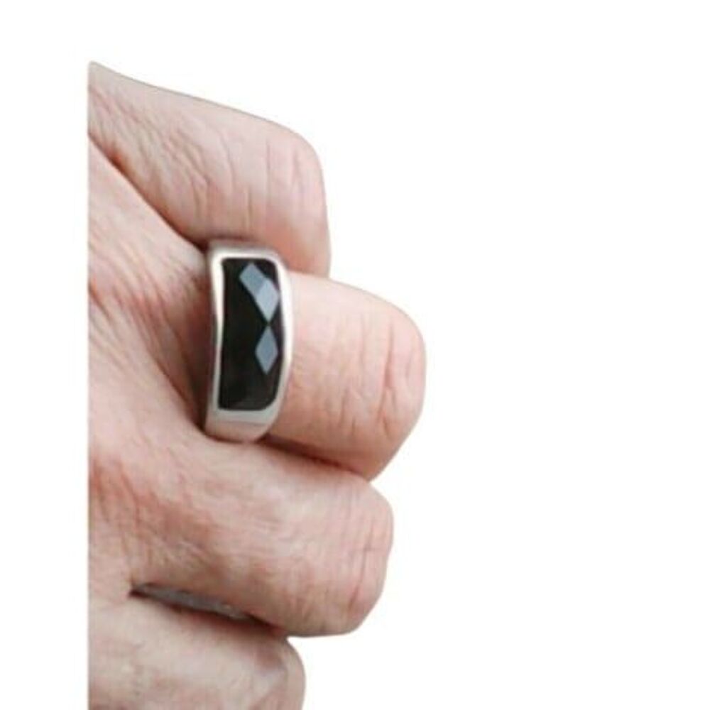 Bague acier quartz fum&eacute; marron T 62 Bijoux et montres
