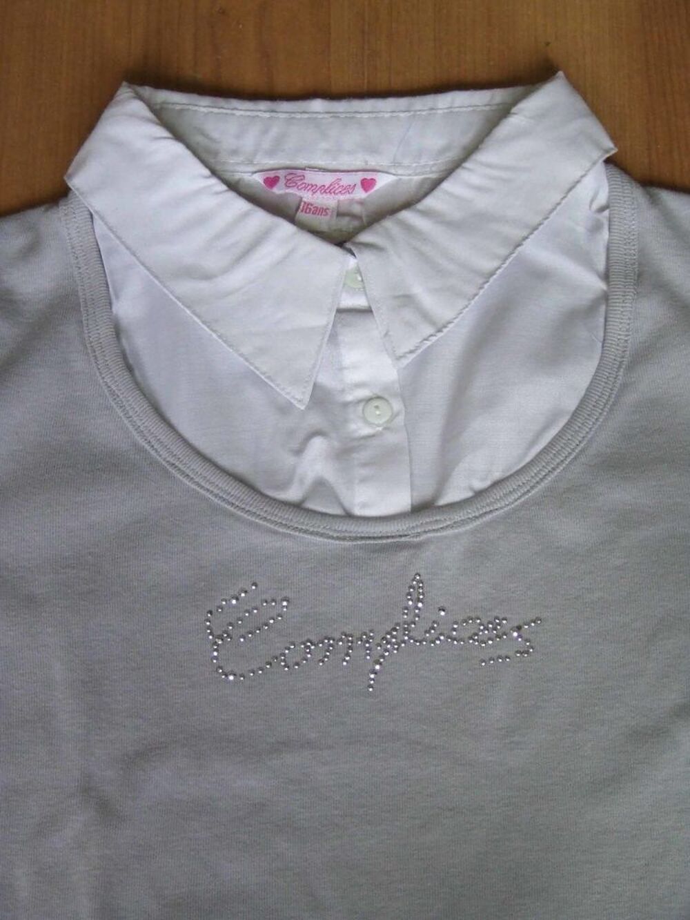 Tee-shirt manches longues 2 en 1, Gris clair, 16&nbsp;ans, TBE Vêtements enfants