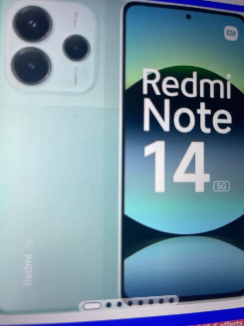 REDMI NOTE 14 5 G VERT D EAU AVEC POCHETTE ROUGE
8 GO + 256 Téléphones et tablettes