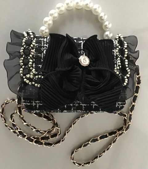 Vintage,Petit sac pochette couleur noir Lisieux (14)