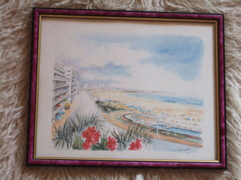 Belle reproduction d'aquarelle c�te d'azur encadr�e 10 Triel-sur-Seine (78)