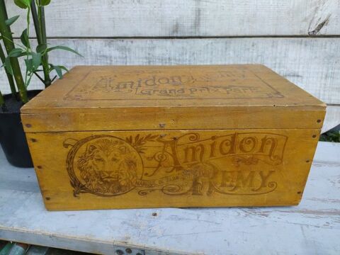 Ancienne Boite Publicitaire Bois Amidon Rémy Lion 59 Loches (37)