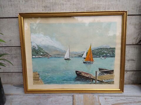 Tableau Marine Gouache Signé G. Hondeline 110 Loches (37)
