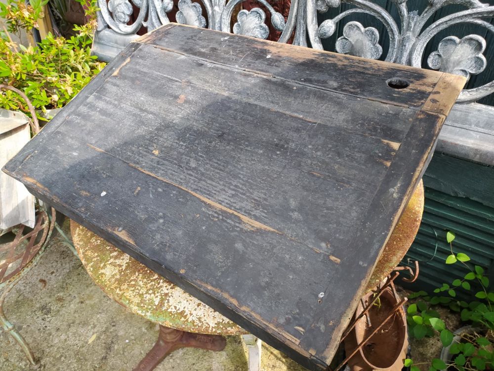 Ancien Meuble &Eacute;critoire Pupitre Bureau Bois Noirci 
Meubles