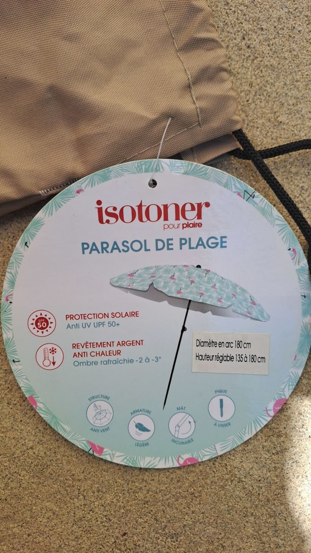 Parasol de plage Isotoner protection UV Jardin