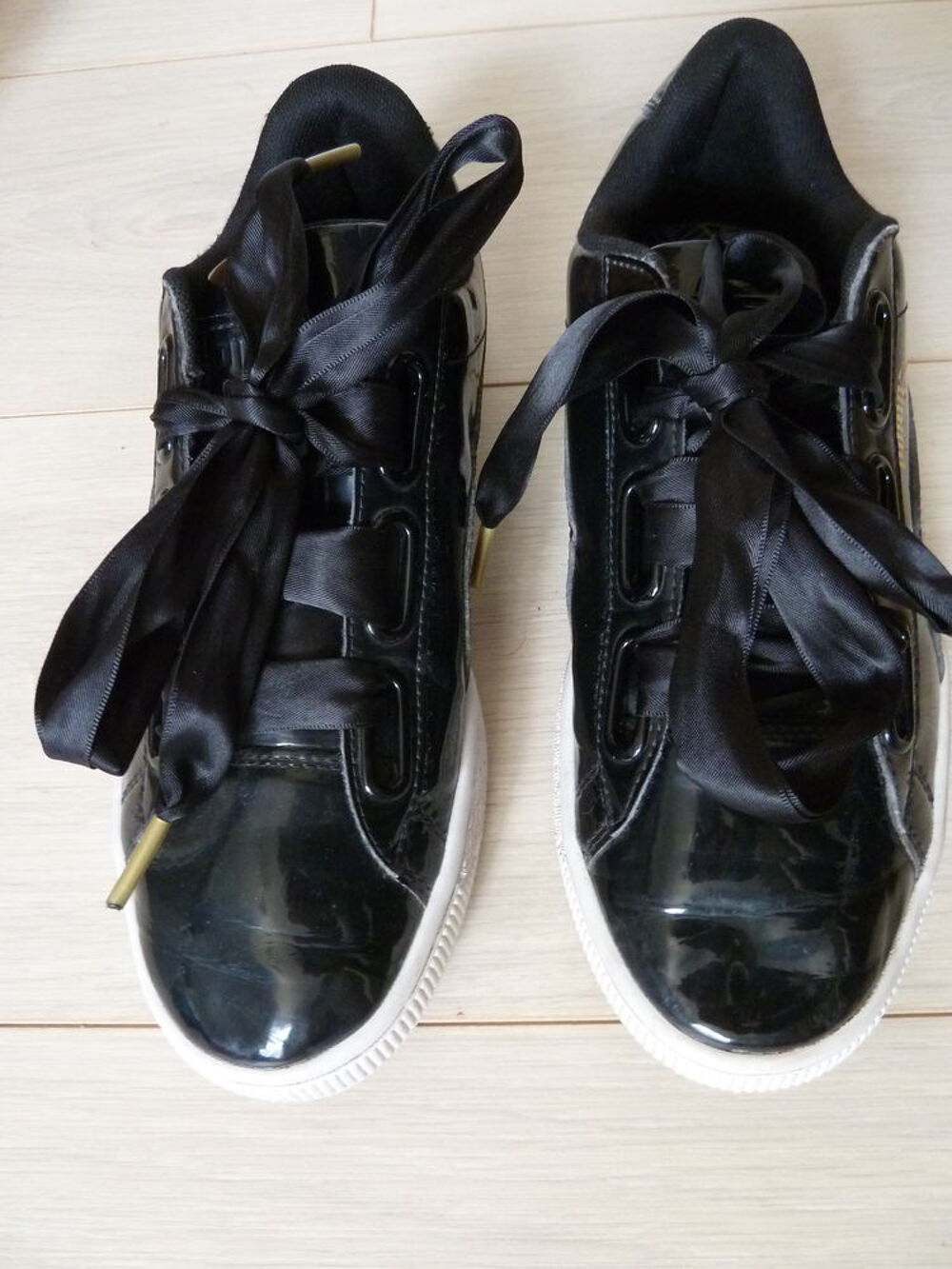 Basket sneakers heart patent PUMA noir vernis P38 Chaussures