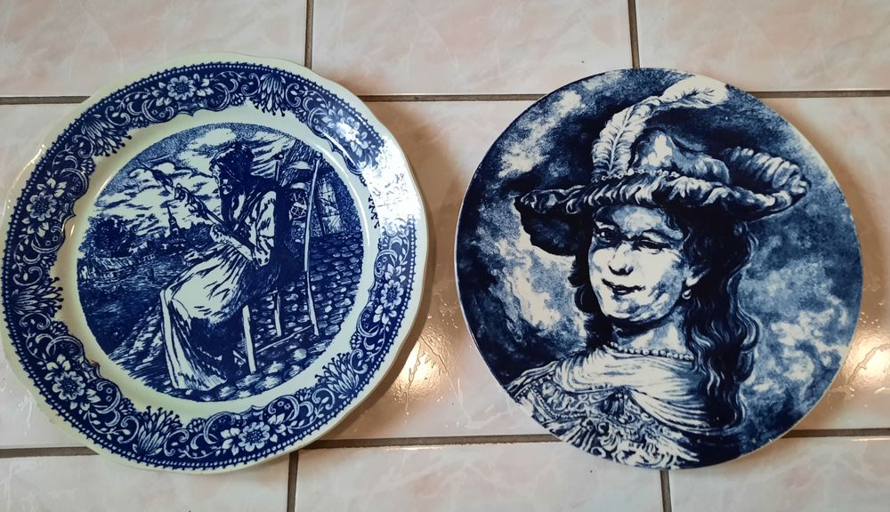 Ancien grand plat Bock - grande assiette ancienne c&eacute;ramique D�coration