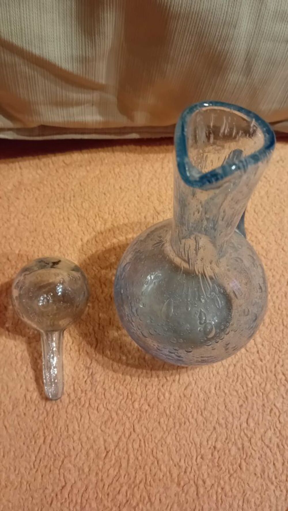 PICHET FLACON VERRE DE BIOT AVEC BOUCHON Décoration
