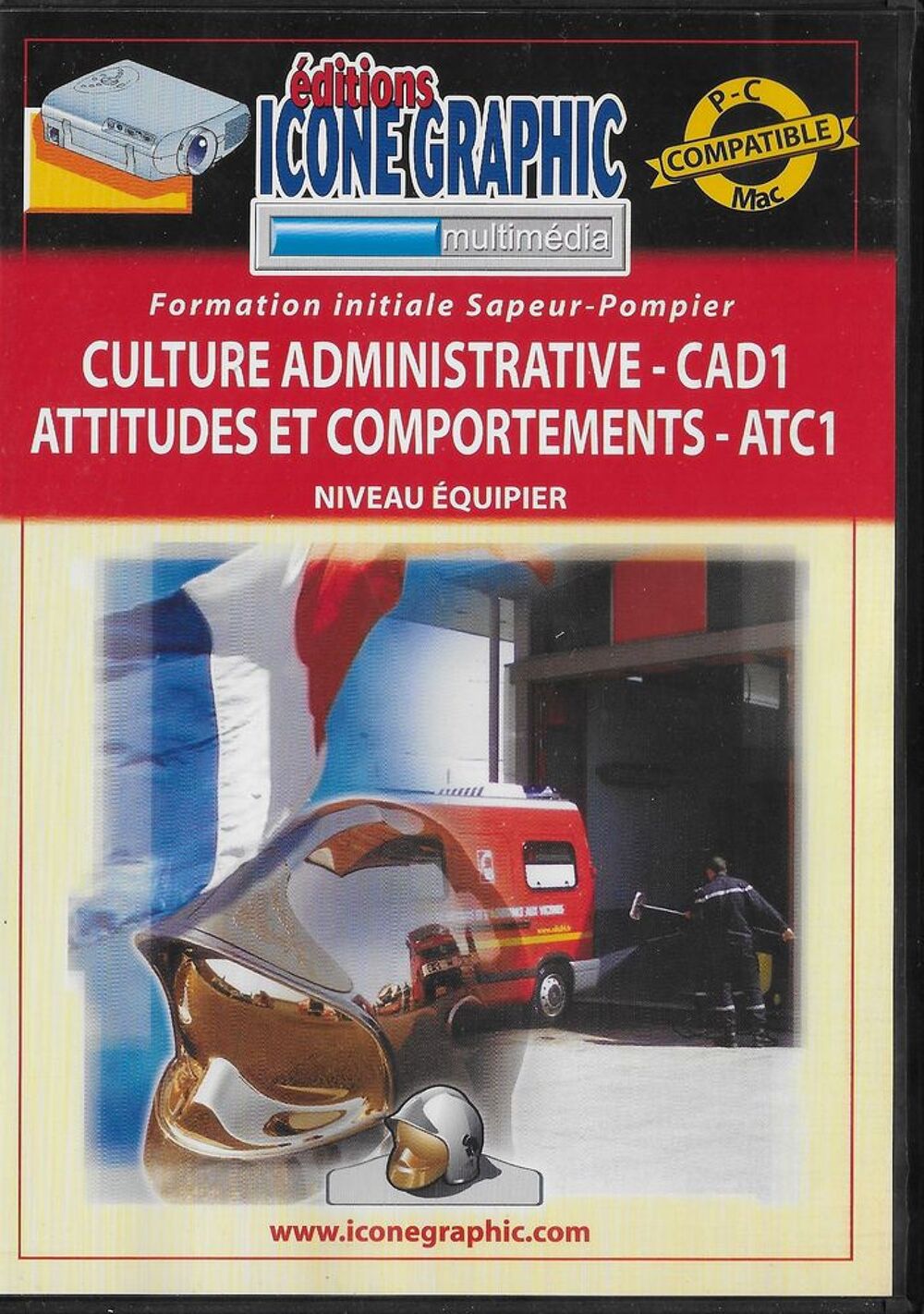 Cd- rom ic&ocirc;ne graphique pompiers CAD1 ATC1 DVD et blu-ray