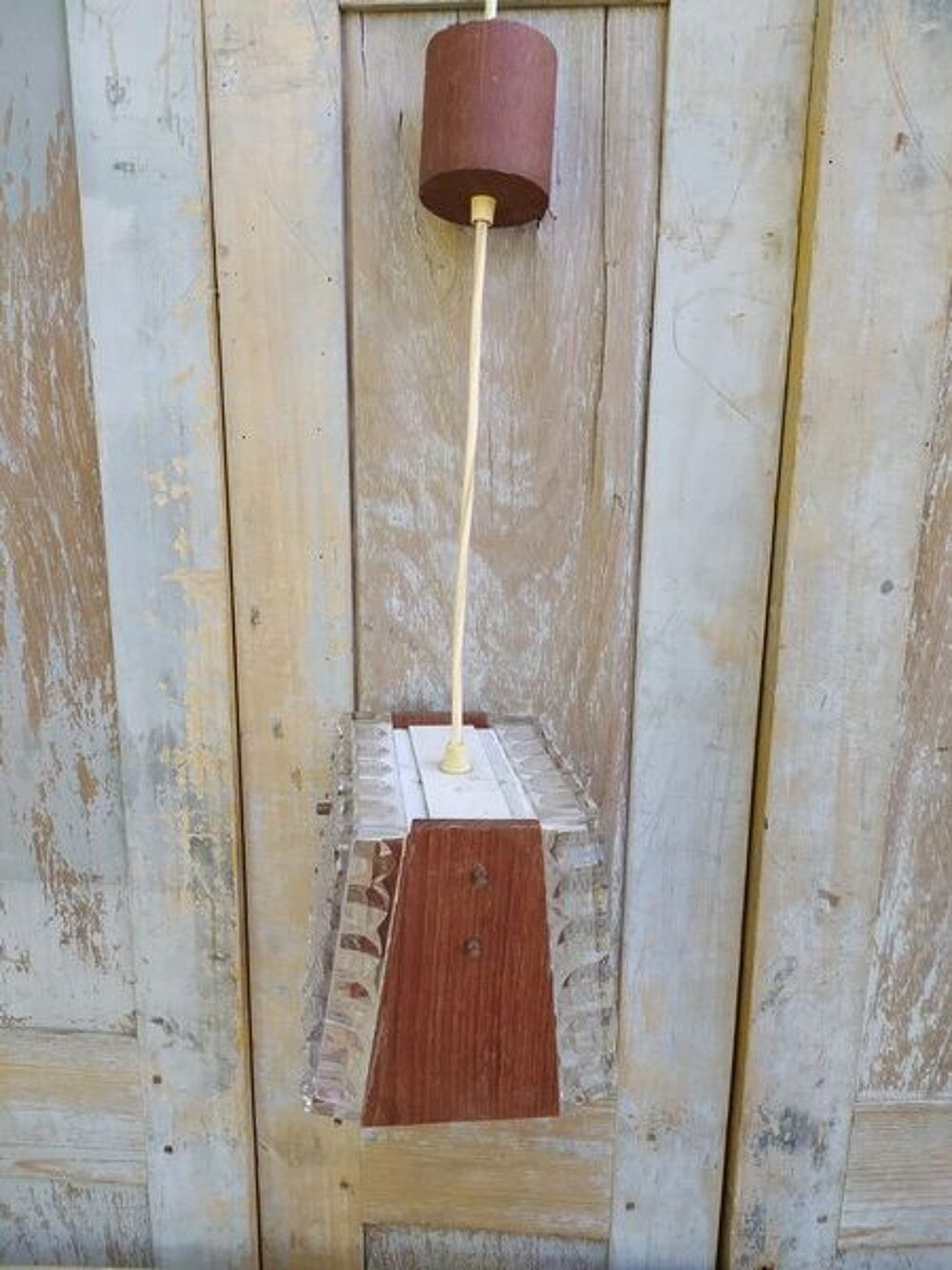Lampe Suspension Bois et Verre Design Vintage Scandinave Décoration