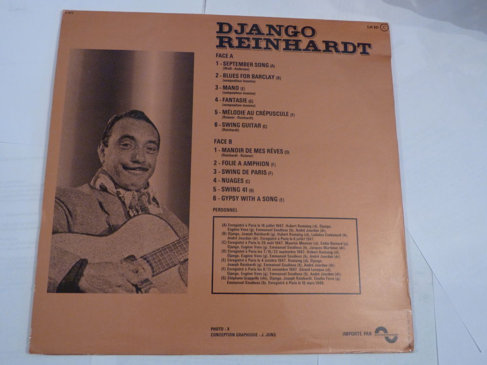 LP DJANGO REINHART -- JAZZ CD et vinyles