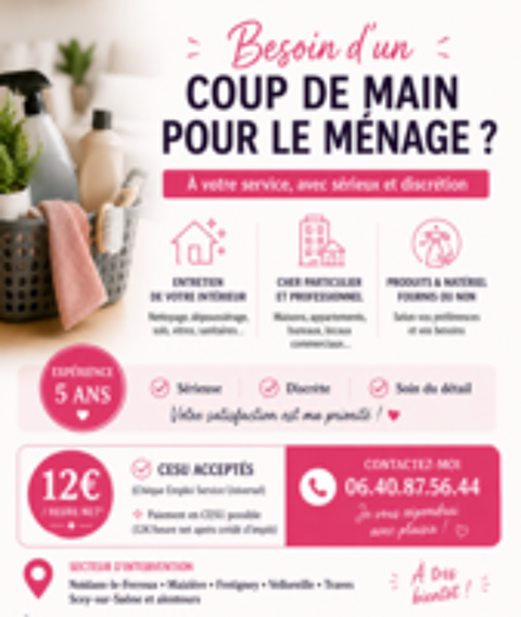   Besoin d'un coup de main pour le ménage ? ? 