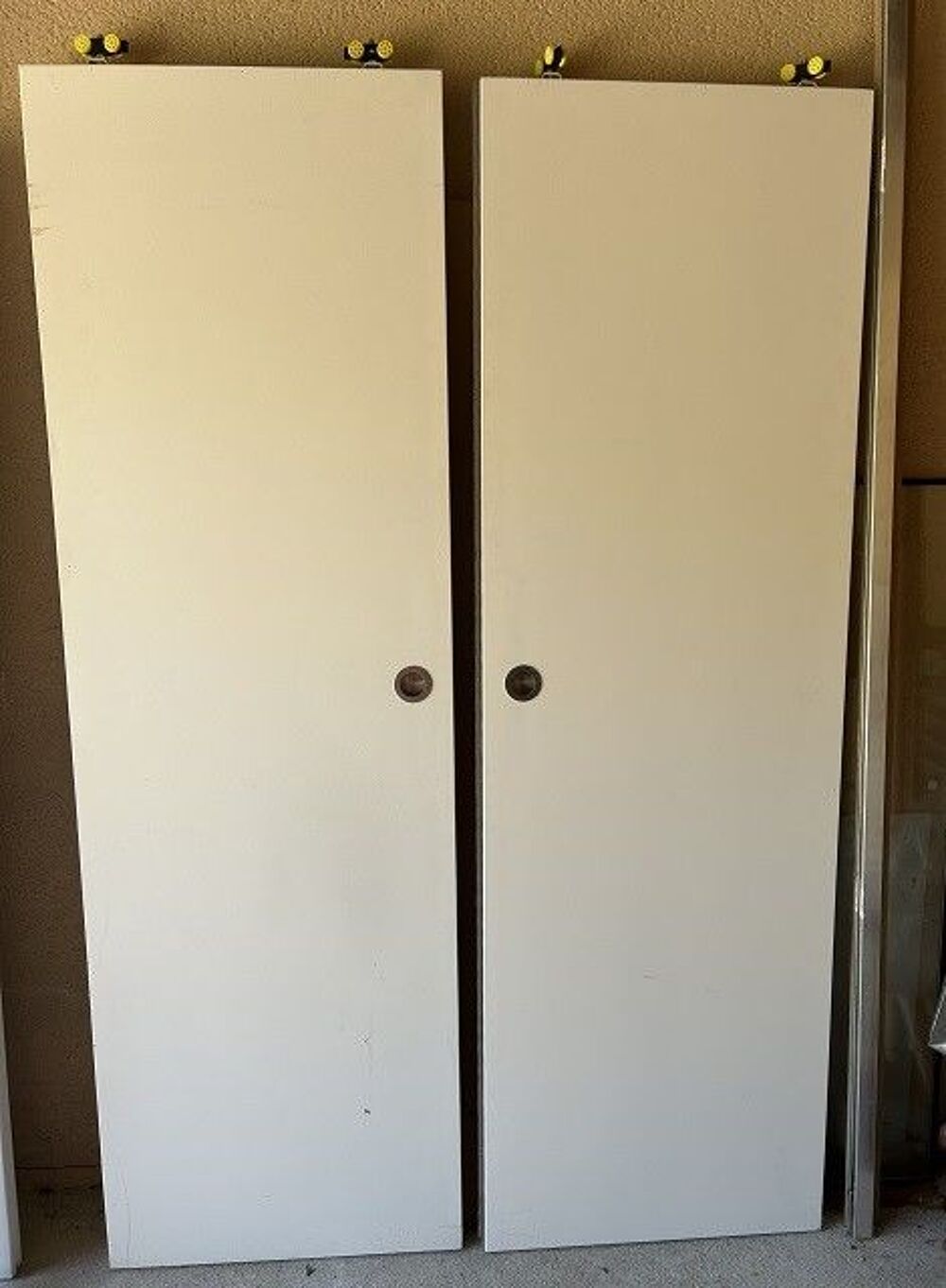 portes coulissantes double en bois L120x191 avec rail TBE Bricolage