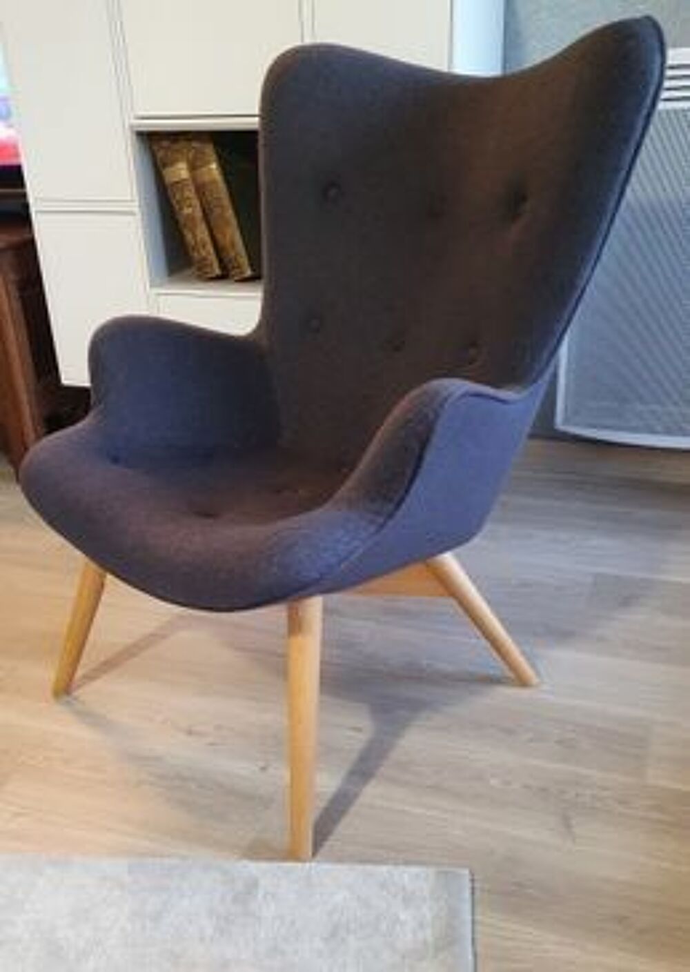 Fauteuil scandinave haut dossier/oreilles - Pieds bois clair Meubles