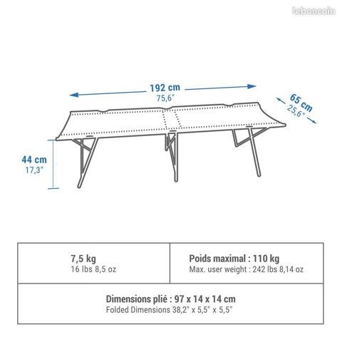 Lit de camp complet avec sa housse assortie Vincennes (94)