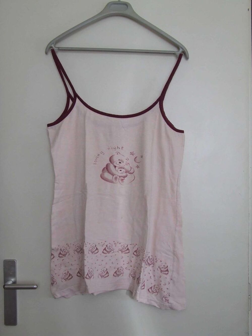 Nuisette, motif imprim&eacute; ours, DESIRELLE, Rose, T. 42 44, TBE Vêtements