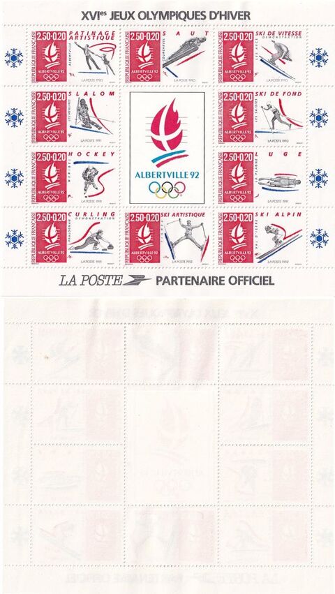 Lot Philatlie Jeux Olympiques d'hiver  Albertville 5 Nris-les-Bains (03)