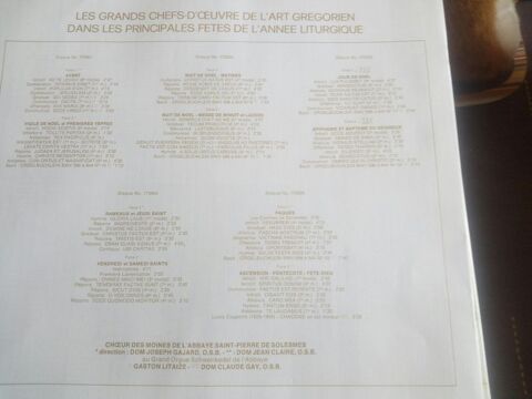 COFFRET DISQUES 33T CHANTS GREGORIENS ABBAYE DE SOLEMES 30 Levainville (28)