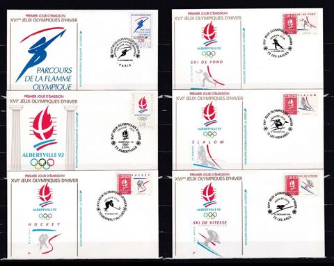 12 Enveloppes 1er jour JO d'ALBERTVILLE 1992 15 Les Églisottes-et-Chalaures (33)