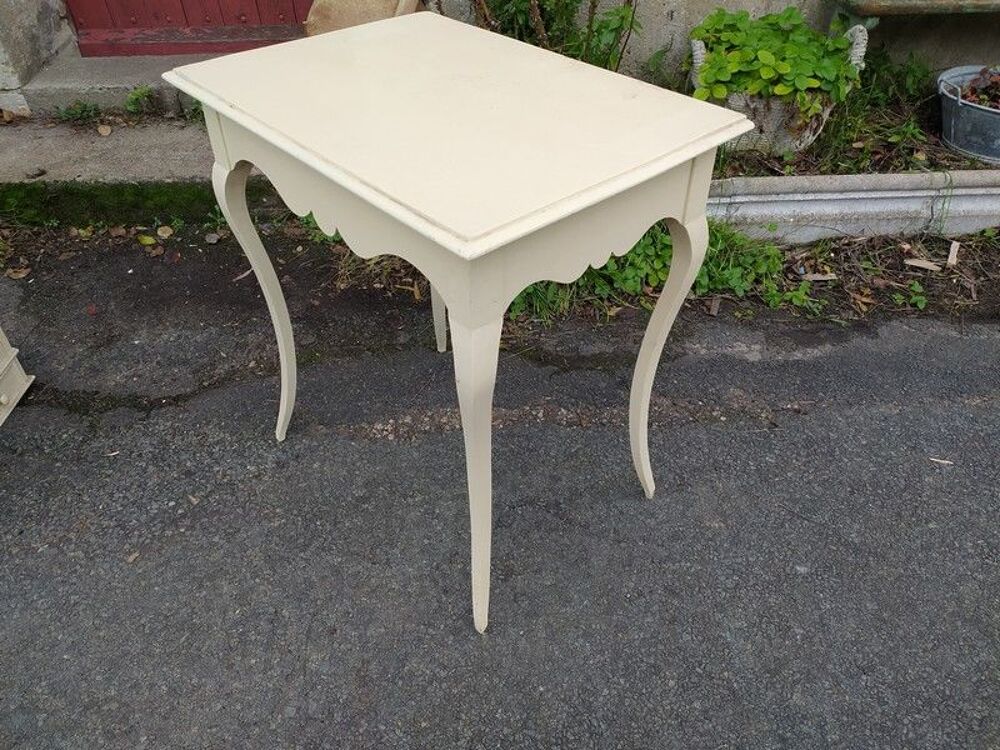 Ancienne Petite Table Console Patine &Eacute;crue Pieds Galb&eacute;s Meubles
