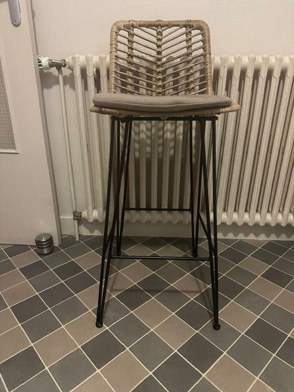 Lot de 2 chaises de bar en rotin/tress&eacute; ? Hauteur d'assise 6 Meubles