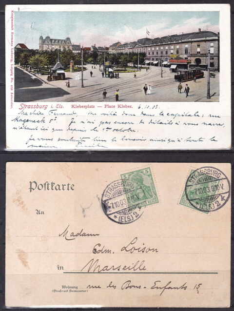 Carte postale-CPA-FRANCE-Strasbourg Kleberplatz-octobre 1903 13 Lyon 5 (69)
