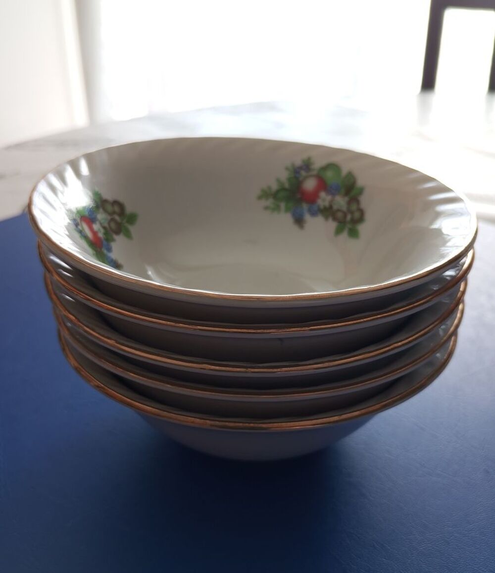 Lot 5 coupelles d&eacute;co fruits vintage porcelaine Décoration