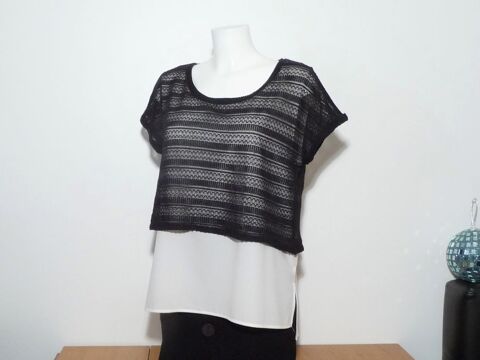 Double Top/ Tunique/ Tee Shirt Ecru avec son Top Court Noir  10 Paris 15 (75)