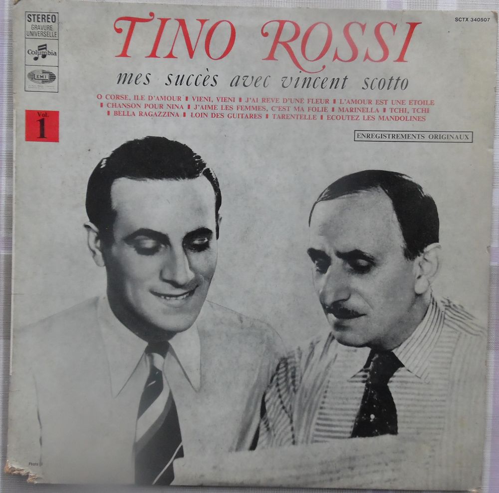 TINO ROSSI mes succ&egrave;s avec Vincent Scotto 33T O CORSE MARINE CD et vinyles