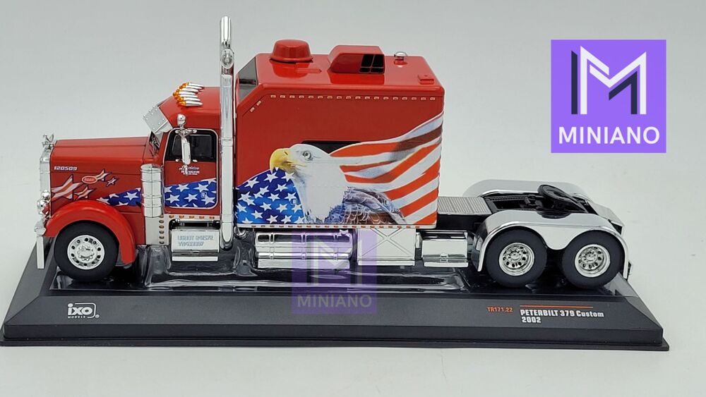 CAMION PETERBILT 379 CUSTOM 2002 ROUGE AVEC DRAPEAU AIGLE 