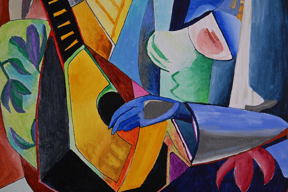 Tableau acrylique sur toile - La musicienne Décoration