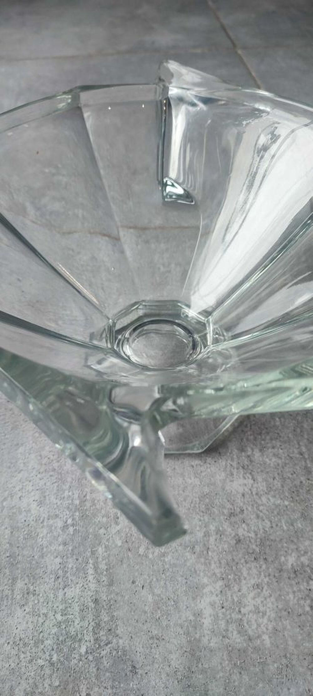 Coupe en verre &eacute;pais grav&eacute;e Slovakia Style Art D&eacute;co 