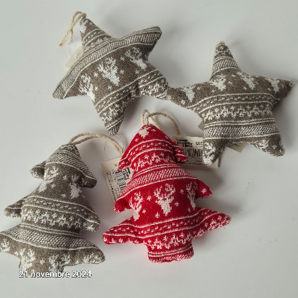 Lot de 4 d&eacute;corations pour sapin fa&ccedil;on pull de Noel, 2 sapins Décoration