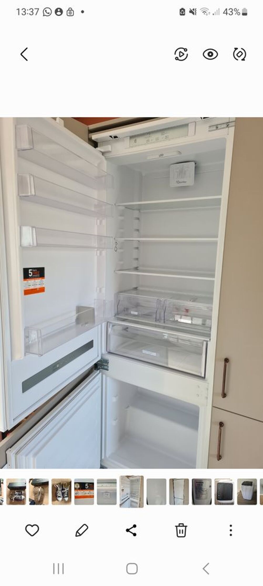 R&eacute;frig&eacute;rateur cong&eacute;lateur whirlpool 70 cm encastrable Electromnager